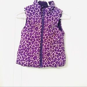 Purple Fleece Vest Leopard Print Sz 5/6